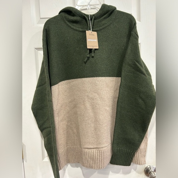 Patagonia Men's Large Recycled Wool-Blend Sweater Hoody Hoodie Grey Green NWT - Picture 1 of 9